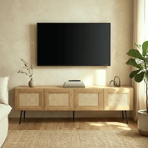 Mossic TV Media Cabinet with 4 Doors for TVs, view 2