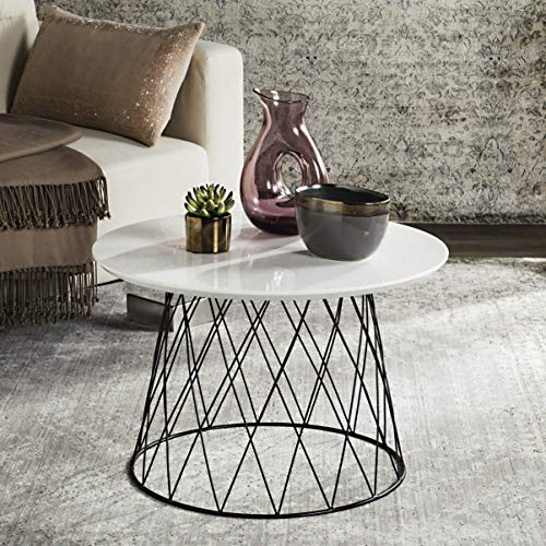 Safavieh FOX4245C Home Collection Roper Retro Mid-Century White and Black Wood End Table