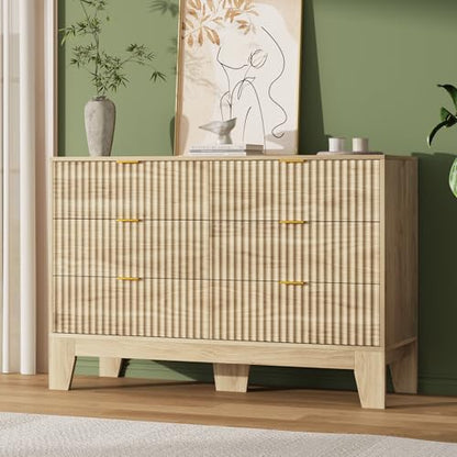 6 Drawer Dresser for Bedroom, Fluted Dresser for Bedroom, view 7