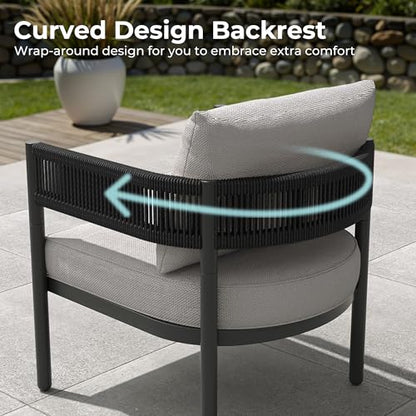 5-Piece Outdoor Furniture Set, 4 Seats Wicker Sofa Conversation Set with Thick Cushions and Coffee Table, for Backyard, Balcony, Garden (Beige)