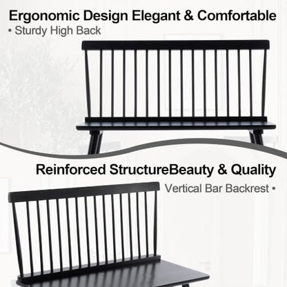 Entryway Bench, Black Dining Bench with Spindle Back, view 5
