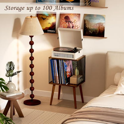 X-cosrack Record Player Stand with Storage up to 100 Albums, view 3