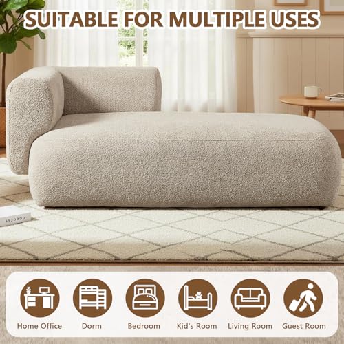 Minimalist Pebble Chaise Lounge Chair for Bedroom with Wood Frame, view 8