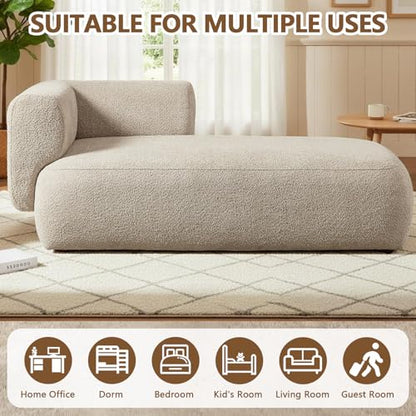 Minimalist Pebble Chaise Lounge Chair for Bedroom with Wood Frame, view 8