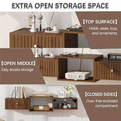 43" Floating TV Stand, Wood Entertainment Center with Big Storage, view 7