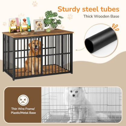 Foldable Dog Crate Furniture, 37.4" Dog Kennel for Medium Dogs, No Assembly, view 6
