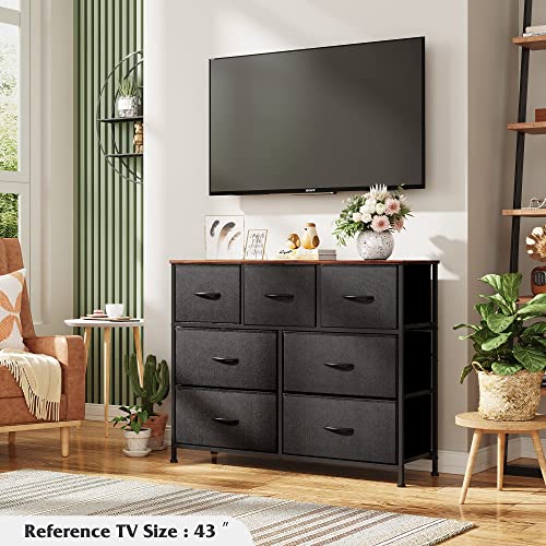 Dresser for Bedroom, 7 Drawers, TV Stand, Rustic Brown, view 5