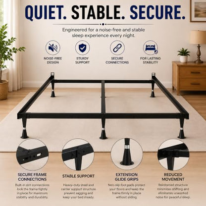 Advanced Metal Bed Frame for Box Spring and Mattress, Iron Center Support, view 6