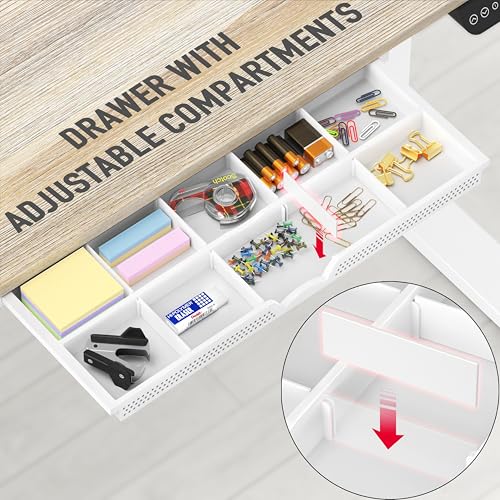 55 x 28 Electric Height Adjustable Standing Desk w/Drawer, Maple, view 6