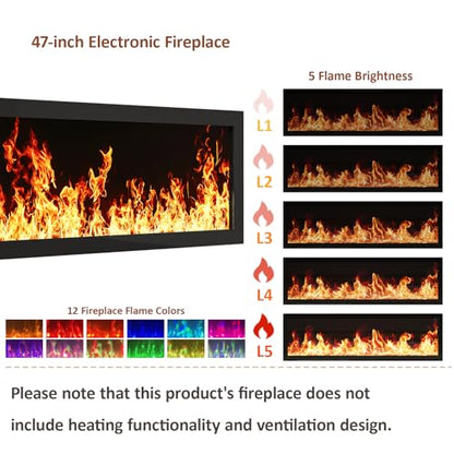 94.5" Fireplace TV Stand, Fluted TV Stands for Living Room, Natural, view 6