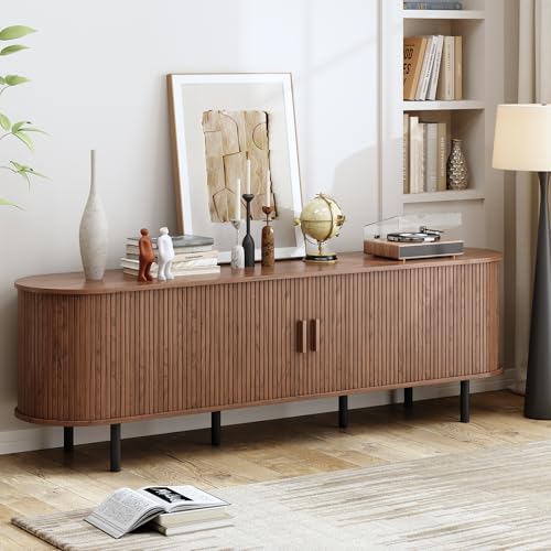 70.8" Mid Century Modern TV Stand with Sliding Doors for 65" TV, view 6