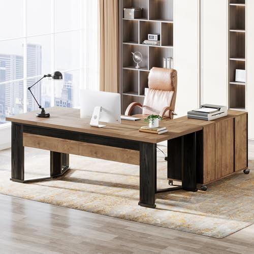 70.86" Executive Desk with Mobile File Cabinet, view 6