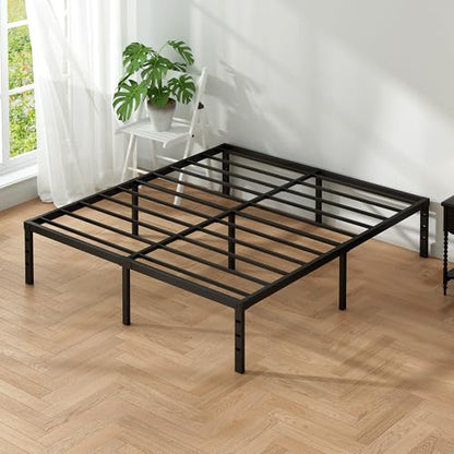 Heavy Duty Black Platform Bed Frame with Steel Support, view 4