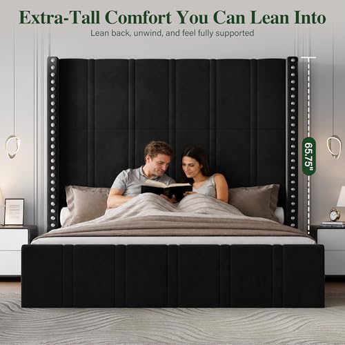 Black King Size Bed Frame and Headboard, view 4