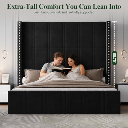 Black King Size Bed Frame and Headboard, view 4