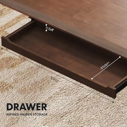 FLEXISPOT 63" WoodiX Solid Wood Executive Standing Desk with Drawer, Walnut, view 3