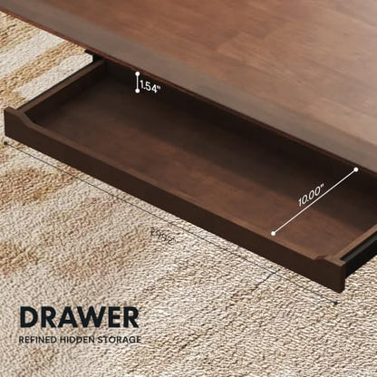 FLEXISPOT 63" WoodiX Solid Wood Executive Standing Desk with Drawer, Walnut, view 3