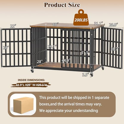 48 Inch Dog Crate Furniture, Heavy Duty Wooden Dog Kennel for Large Dogs, view 5