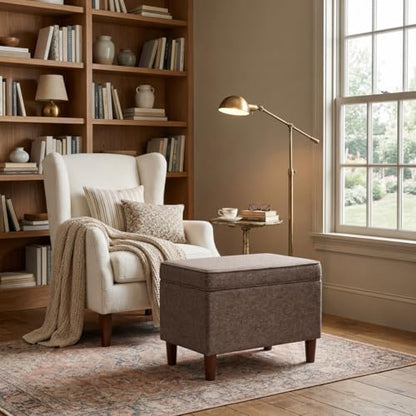 Home Decor | Dinah Collection Modern Storage Ottoman | Ottoman with Storage for Living Room & Bedroom (Brown)