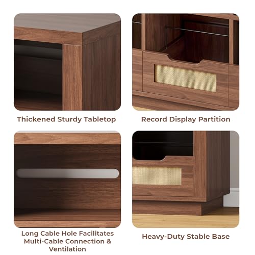 3-Tier Record Player Stand with Charging Station, Vinyl Storage, view 7