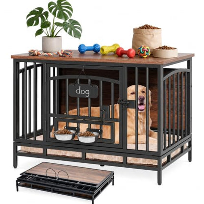 41.3" Heavy Duty Foldable Dog Crate Furniture for Medium Dogs, view 2