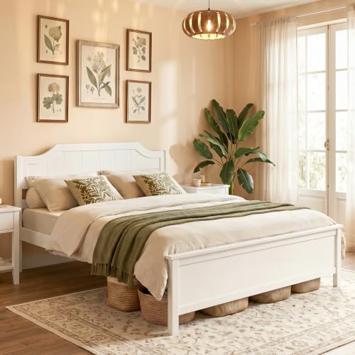 Queen Size Wooden Bed Frame with Headboard, Wood Slat Support, view 4