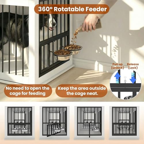 71in Double Dog Crate Furniture with Charging Station, view 6