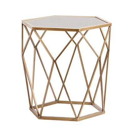 Joelle Geometric Accent Table - Gold - Transitional Design, Gold Metal - Ideal for Living Room, Bedroom (OC2320)