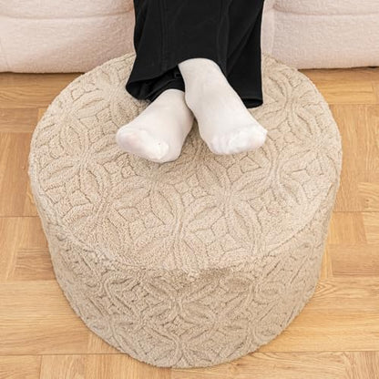 Plush Multi-Functional Ottoman Pouf, Light Coffee | Ergonomic Foot Rest, Space-Saving Design, Perfect Under Desks, Couches & Sofas