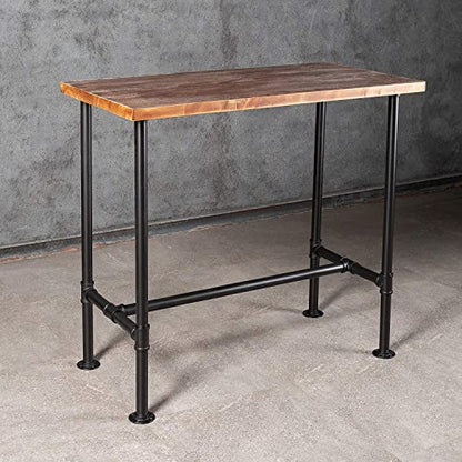 5 Piece Bar Table and Barstool Set Industrial Rectangular Pipe Dining Pub Bar Desk and Kitchen Counter Height Adjustable Stool with Iron Backrest Black(1 Table + 4 Chairs)