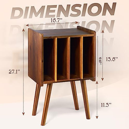 Wooden LP Record Player Stand with 4 Cabinets, Holds up to 100 Vinyls, view 4