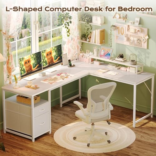 63 Inch L Shaped Desk with Power Outlets and USB-C Port, view 4