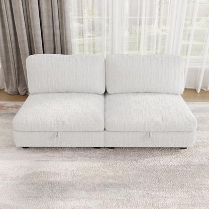 Comfy Chenille Upholstered Reversible Storage Chaise Lounge Indoor for Living, view 6