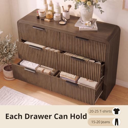 Fluted 6-Drawer Dresser Modern Wood Chest Organizer with Anti-Tip, view 7
