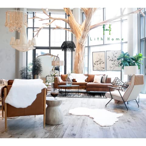 Lith Home Afro Faux Rabbit Fur Rug&Throw-Ultra Soft Plush Luxurious Chair Couch Sofa Bed Furniture Cover or Nursery Room-3x3 ft White African Map Shape
