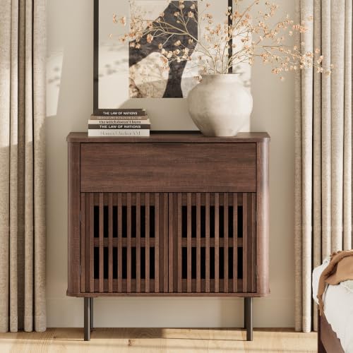 31.5" Tall Modern Sideboard Buffet Cabinet with Storage, Walnut, view 4