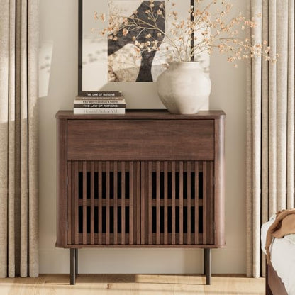 31.5" Tall Modern Sideboard Buffet Cabinet with Storage, Walnut, view 4