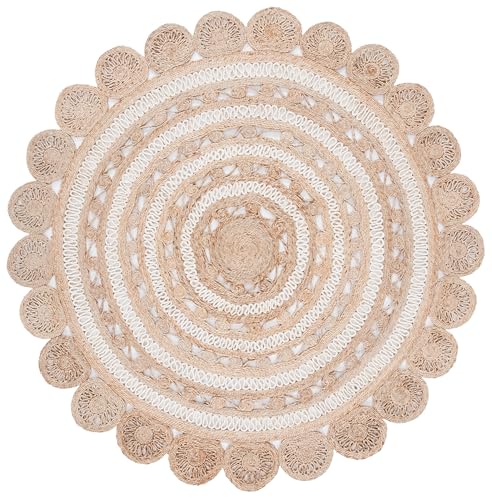 SAFAVIEH Natural Fiber Round Collection 8' Round Ivory NF160B Handmade Boho Charm Farmhouse Jute Area Rug