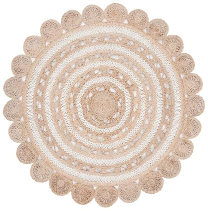SAFAVIEH Natural Fiber Round Collection 8' Round Ivory NF160B Handmade Boho Charm Farmhouse Jute Area Rug