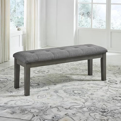 Signature Design by Ashley Hallanden Collection 50" Cushioned Dining Bench, Textural Fabric with Solid Wood Legs, Contemporary Two-Tone Gray Finish for Kitchens and Dining Rooms