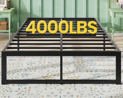 Full Bed Frame, 14 Inch Heavy Duty Metal Platform Beds,Black, view 2