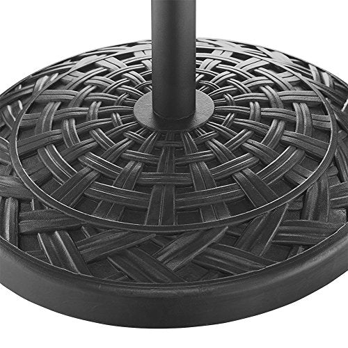Marcus Classic Polyresin Round Umbrella Stand with Metal Cross Weave Design, 18 Inch, Black
