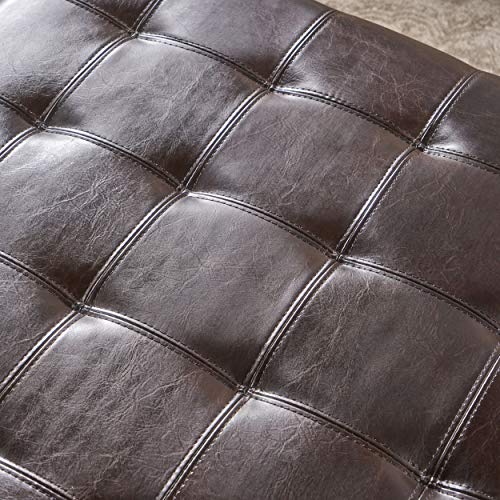 Christopher Knight Home Alexandria Bonded Leather Storage Ottoman, Marbled Brown, 31” x 31”x 18.6”