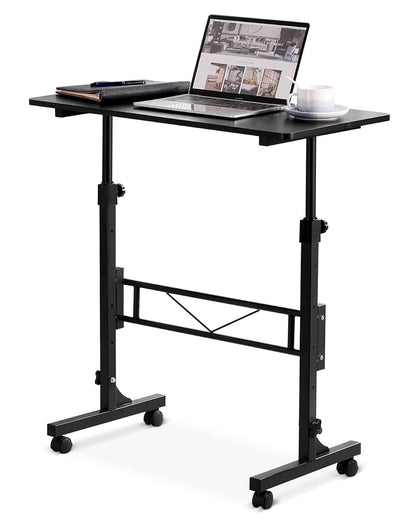 Small Standing Desk Adjustable Height, Mobile Stand Up Desk with Wheels