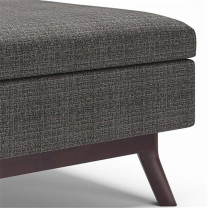 34 in Upholstered Coffee Table Ottoman, Ebony Finish, Solid Wood Frame with Storage Compartment, Mid Century Design, Multi-Functional Accent Furniture for Living Room or Family Room