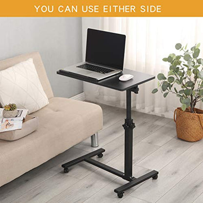Overbed Bedside Desk Mobile Rolling Laptop Stand Tilting Overbed Table, view 5