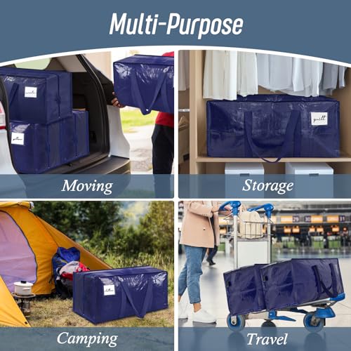 6 Pack Extra Heavy Duty Large Moving Bags with Strong Zipper, Dark Blue, view 8