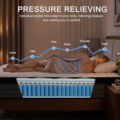 Full Size Mattress,12" Thickness Hybrid Memory Foam Mattress in a Box, view 6