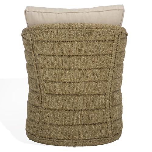SAFAVIEH Couture Collection - Aikan Woven Seagrass Accent Chair, Natural & White, Coastal Modern Design, Fully Assembled (CWK2017A)
