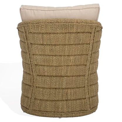 SAFAVIEH Couture Collection - Aikan Woven Seagrass Accent Chair, Natural & White, Coastal Modern Design, Fully Assembled (CWK2017A)